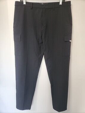 Mauvais Men’s Black Nylon Cargo Pants Slim Fit Techwear Utility Trousers 36 X 27